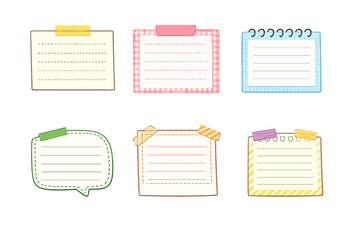 Collection of cheerful sticky notes with light effects