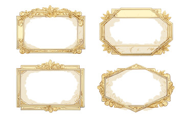 Obraz premium Four ornate gold frames with soft gradient backgrounds
