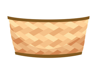 Baskets autumn for harvest, icon. co basket for grocery products. Wicker basket with isolated on white. Cartoon flat vector illustration
