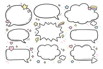 Fototapeta premium Cute Speech Bubbles and Stars on a Gradient Background