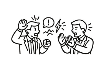 Fototapeta premium Two businessmen arguing during a tense meeting