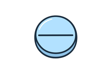 Light blue pill with a dark line across it on a gray gradient background