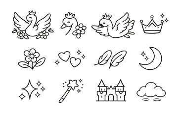 Obraz premium Whimsical Fantasy Icons Set