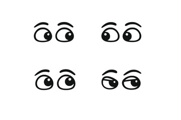 Obraz premium Four Pairs of Cartoon Eyes Looking in Different Directions