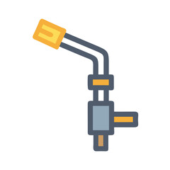 Stylized blow torch illustration with black background and outlines