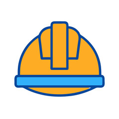 Illustration of construction helmet with blue outlining on black