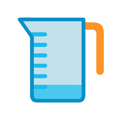Illustration of simple measuring cup with liquid levels indicators