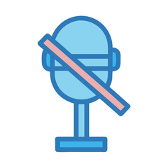 Muted microphone icon symbol with a line over