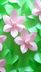 Fototapeta premium Elegant Abstract Floral Pattern with Colorful Paper Flower Petals and Origami Decorative Elements
