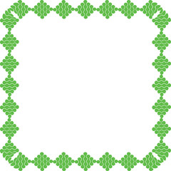 "Modern Green Geometric Frame with Organic Interlocking Circle Motifs and Decorative Border"