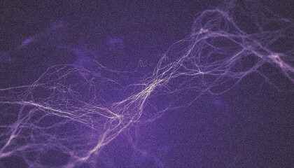 Neural network background, glowing lines on a dark background with noise and grain illustration.