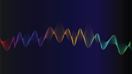 Multicolored waveform pattern on a dark background with gradient hues audio sound music. Resizable and Editable, EPS 10.