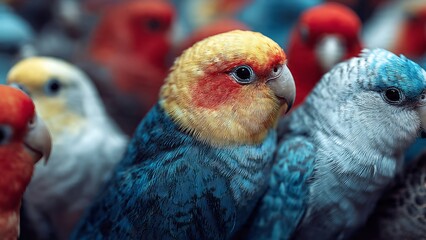Vibrant parrots in close-up for national bird day celebration and nature awareness