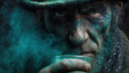 Mysterious st patricks day celebration with green smoke and festive atmosphere