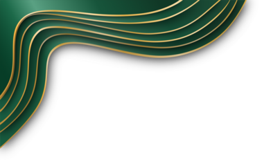 Emerald Green and Gold Abstract Wave Design on White