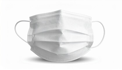 White mask placed on a plain surface used for protection against germs and pollution during health crises