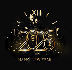 Happy New Year 2026 black and gold