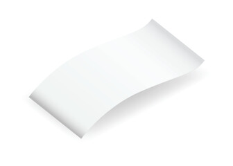 Blank payment check and receipts with shadow. Curved financial paper, purchase invoice. Buying, bill or calculate pay. Receipt the seller form