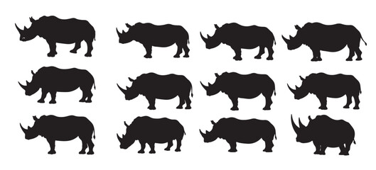 Fototapeta premium rhino silhouette white background 