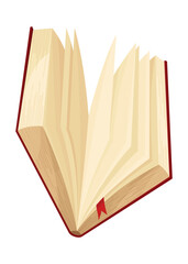 Old open book with empty page. Wisdom or education concept. Vintage library design element. Ancient writing stationery symbol for poetry work or education