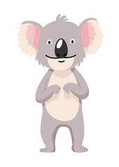 Cute cartoon koala bear isolated on white background