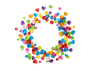 Obraz premium A colorful heart shaped confetti on a transparent background for valentines day or love