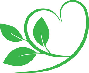 Elegant Green Heart Leaf Logo