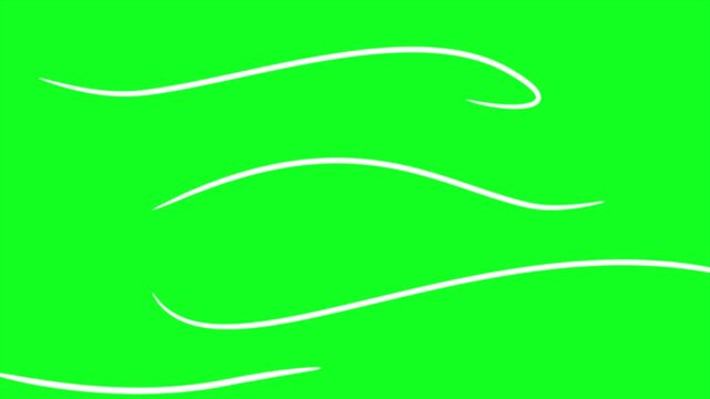 Wind lines flowing on green screen video animation. Simple wind effect, White Wind Blow Path Animation 4K