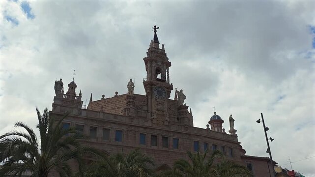 Low Angle view of  the Church of Santos Juanes ( Iglesia de los Santos Juanes ) in Valencia, Spain 