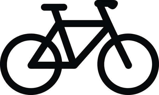 Black and white bicycle icon, simple bike silhouette, transportation symbol, cycling graphic, minimal design, eco travel, urban commute, vector art