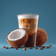 Refreshing Iced Coconut Coffee With Whole Coconuts and Beans