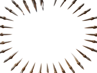 Clothespins Circle Frame on White Background