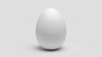 Fototapeta premium A Smooth White Glossy Egg Centered On A Light Gray Minimalist Background