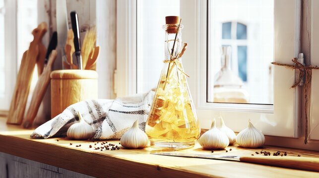 Vinegar concept emphasizing microbial culture and biochemical fermentation processes.