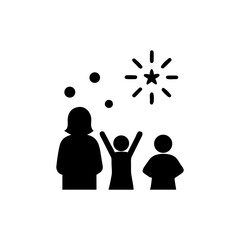 Family Enjoying Fireworks Minimalist Illustration with Celebratory Theme Vector illustration