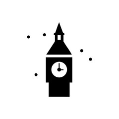 Minimal Clock Tower with Fireworks Illustration in Elegant Festive Style Vector illustration