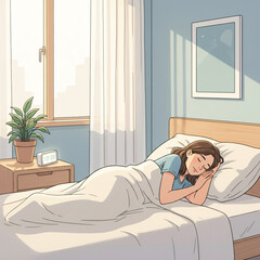 A peaceful woman sleeping, radiating calm and comfort