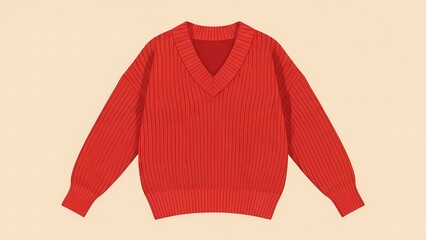 A red v neck sweater on a plain background