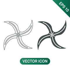 Shuriken Ninja Star Icon Set Outline and Filled Weapon Symbol