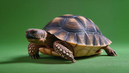 Brown Tortoise on Green Studio.