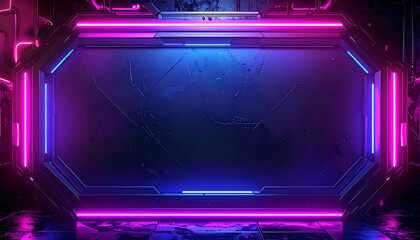 Obraz premium 近未来的なネオン回廊空間