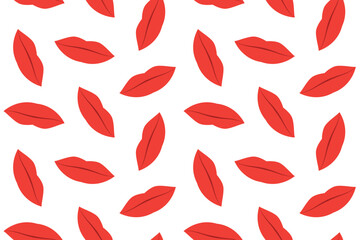 seamless pattern with red female lips, playful and expressive design, perfect for valentine's greeting card, fashion prints, cosmetics branding, packaging, wallpapers, textiles- vector illustration