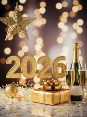 Sparkler-Style 2026 with Fireworks in Night Sky