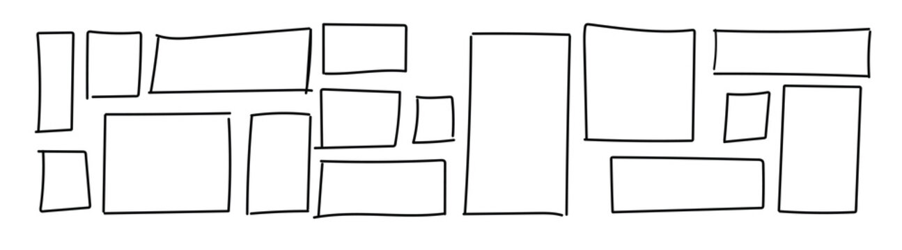 hand drawn frame featuring square doodle and rectangle