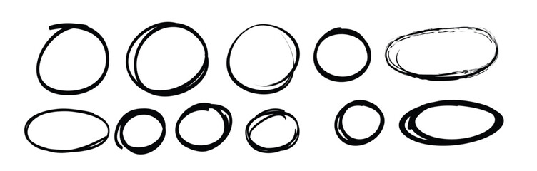  hand drawn scribble line circles and arrows doodle round © Misa