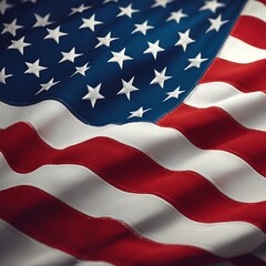 The American flag is waving in the wind