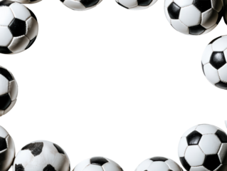 Circle of Soccer Balls with White Background for Sports Concept 