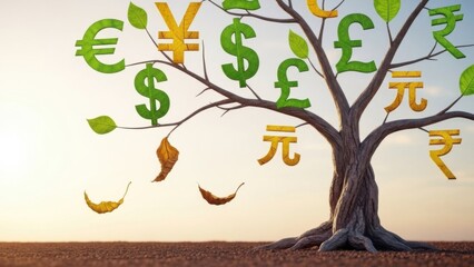 Currency Tree - Symbolizing Global Finance and Economic Growth.