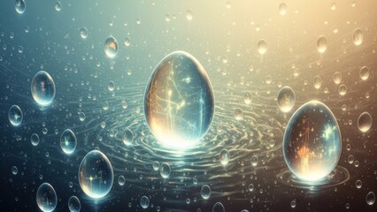 Mystical Water Droplets - A Surreal and Enchanting Composition.