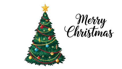 Decorated christmas tree with star